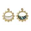 Flower with Lune 304 Stainless Steel Natural Paua Shell/White Shell Pendants Ion Plating(IP) STAS-U037-11G-02-3