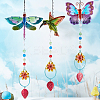 AHADERMAKER 3Pcs 3 Style Iron Hummingbird Butterfly Dragonfly Pendant Decorations DIY-GA0005-48-4
