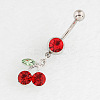 Cherry Alloy Ruby Rhinestone Dangle Belly Button Rings FS-WG98245-01-1