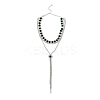Brass Full Rhinestone Flat Round Tassel Y Necklaces for Women NJEW-M104-01S-01-2