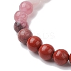 Natural Rose Quartz & Mixed Gemstone Round Beaded Stretch Bracelets for Women BJEW-JB11056-02-3