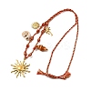 Summer Beach 304 Stainless Steel & Electroplated Natural Shell Pendant Adjustable Polyester Cord Necklaces for Women NJEW-F348-01D-G-4
