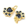 Brass Pave Cubic Zirconia Paw Print Charms KK-I355-17G-04-2