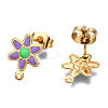 304 Stainless Steel Enamel Stud Earring Findings STAS-T052-43G-04-2
