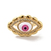 Cubic Zirconia Horse Eye Open Cuff Ring with Acrylic RJEW-B042-03G-02-2