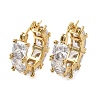Square Brass Micro Pave Clear Cubic Zirconia Hoop Earrings EJEW-H108-07G-4