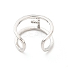 Clear Cubic Zirconia Initial Letter Open Cuff Ring RJEW-A012-01P-F-3