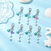 7Pcs Starfish Synthetic Turquoise & Glass Fish Beads Pendant Decorations HJEW-JM04134-1