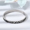 304 Stainless Steel Black Enamel Zebra Skin Print Hinged Cuff Bangles for Women SA-CBAC920-03P-1