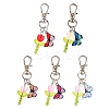 5Pcs Glass Tulip & Alloy Enamel Butterfly Pendant Decorations HJEW-JM04154-2