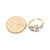 Brass Micro Pave Clear Cubic Zirconia Cuff Finger Rings for Women RJEW-C116-07G-5