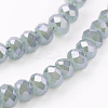 1 Strand Faceted Electroplate Imitation Jade Glass Rondelle Beads Strands X-EGLA-J025-F08-3