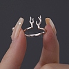Antler Shape 925 Sterling Silver Micro Pave Cubic Zirconia Cuff Rings for Women RJEW-U046-01PG-1