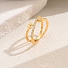 Classic Brass Micro Pave Clear Cubic Zirconia Finger Rings QN8130-2-1