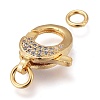 Brass Micro Pave Clear Cubic Zirconia Lobster Claw Clasps LS-ZIRC-M108-15A-G-2