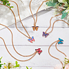 ANATTASOUL 5Pcs 5 Colors Butterfly Alloy Enamel Pendant Necklaces for Women NJEW-AN0001-80-7