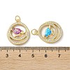 Brass Micro Pave Clear Cubic Zirconia Pendants KK-C045-43G-3