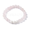 Natural Rose Quartz and Natural Dyed Lava Rock Stretch Bracelets BJEW-JB03798-05-1