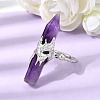 Natural Amethyst & Brass Cuff Rings for Women RJEW-G374-01P-12-2