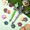 14Pcs 14 Styles Dog Paw Print Food Grade Eco-Friendly Silicone Beads SIL-YW0002-02-4