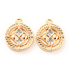 Brass Micro Pave Cubic Zirconia Charms KK-E090-31G-1
