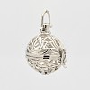 Filigree Round Brass Cage Pendants KK-D389-06P-B-1