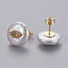 Natural Pearl Stud Earrings EJEW-L231-12G-2