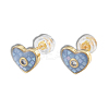 Natural Shell & Enamel Heart Stud Earrings with Cubic Zirconia EJEW-N011-79C-2