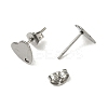 Non-Tarnish 304 Stainless Steel Heart Stud Earring Findings X-STAS-R063-37-2