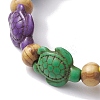 Beach Turtle Dyed Synthetic Turquoise Stretch Bracelets BJEW-JB10297-02-3