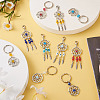Woven Net/Web with Feather Tibetan Style Alloy Pendant Decorations HJEW-KS0001-03-5