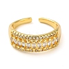 Rack Plating Brass Micro Pave Cubic Zirconia Open Cuff Rings RJEW-K266-04B-G-2