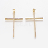 Brass Micro Pave Cubic Zirconia Big Pendants ZIRC-L067-16-G-NR-1
