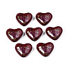 Flower Printed Opaque Acrylic Heart Beads SACR-S305-28-L03-1