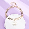 304 Stainless Steel Flat Round with Girl Charm Bracelets BJEW-A036-13G-01-2