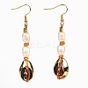 Plated Shell Beads Earrings and Necklaces Jewelry Sets SJEW-JS00964-7