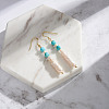 Synthetic Turquoise & Natural Baroque Freshwater Pearl & 925 Sterling Silver Dangle Earrings for Women EJEW-G412-01G-4