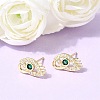 Eyes Brass Micro Pave Cubic Zirconia Stud Earrings EJEW-C186-20G-03-1