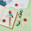 16Pcs 2 Colors Strawberry Food Grade Eco-Friendly Silicone Focal Beads SIL-DC0001-46-5