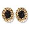 Oval 304 Stainless Steel Stud Earrings EJEW-M105-05G-2