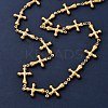 304 Stainless Steel Cross Link Chain Necklaces for Women NJEW-G178-03G-01-2