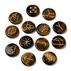 13Pcs Flat Round Natural Tiger Eye Rune Stones G-K335-08D-1