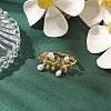 Leaf Natural Pearl & Natural Tourmaline Adjustable Rings RJEW-P113-16G-4