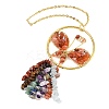 Butterfly Brass & Natural Carnelian Pendant Decorations HJEW-Z007-04G-08-3