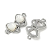 Brass Clear Cubic Zirconia Pave Natural Shell Bowknot Connector Charms KK-P283-06P-2