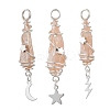 3Pcs 3 Styles Electroplated Natural Quartz Crystal Nuggets Copper Wire Wrapped Pendants PALLOY-JF03128-09-1
