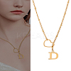 1Pc Letter & Heart Stainless Steel Lariat Necklaces for Women NJEW-LP0002-87G-D-1