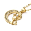 Golden Brass Crescent Moon Pendant Necklace with Rhinestone LS-NJEW-Z015-01C-G-2