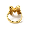 Letter Brass Micro Pave Clear Cubic Zirconia Open Cuff Ring for Women RJEW-N046-03M-G-3