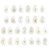 26Pcs 26 Styles Natural Shell Teardrop Charms with Golden Tone Metal Letter Slices SHEL-CJ0001-33-1